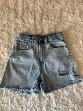 wild fable Light Blue High-Rise Denim Cutoff Shorts